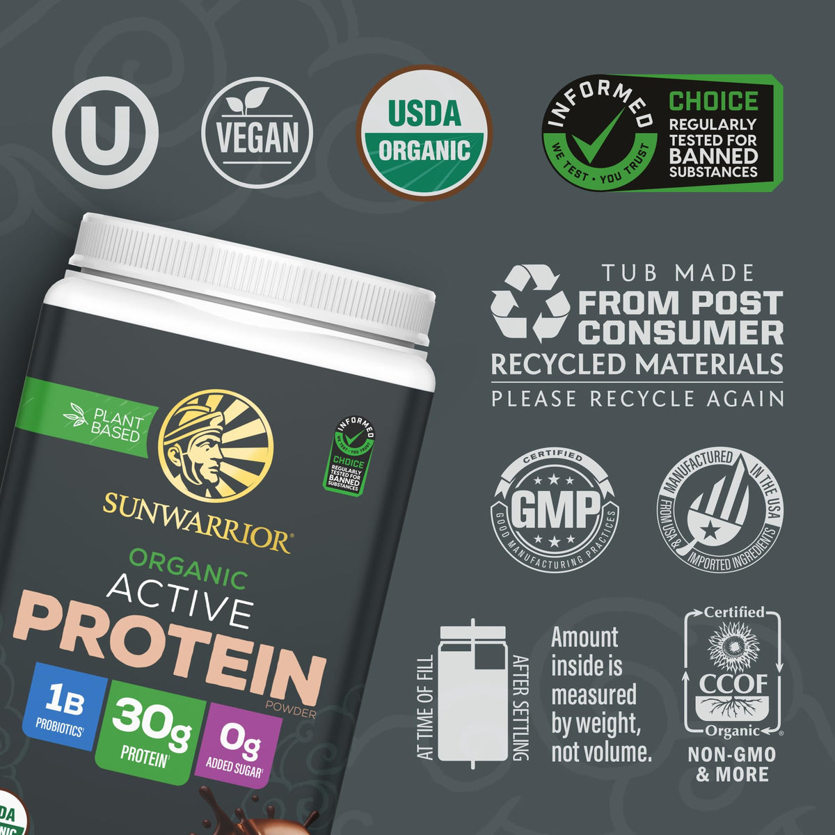Sunwarrior Organic Plant Based Protein Powder | Vegan Organic Protein Powder with BCAA Amino Acids Plus Recovery Minerals & Botanicals | Non-GMO Soy Dairy & Gluten Free - FENGGESTORE20