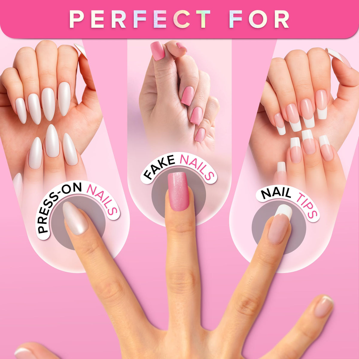 Super Strong Nail Glue for Press On Nails, Nail Tips & Acrylic Nails (8ml) NYK1 NailBond Brush - FENGGESTORE20