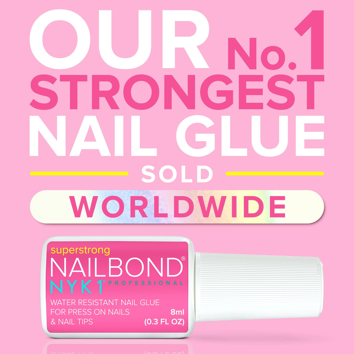 Super Strong Nail Glue for Press On Nails, Nail Tips & Acrylic Nails (8ml) NYK1 NailBond Brush - FENGGESTORE20