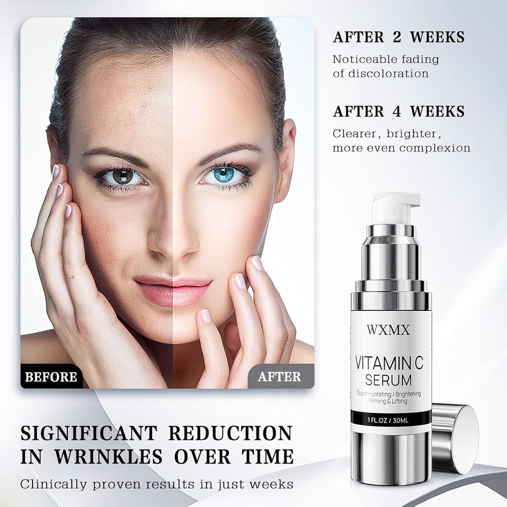 Super Vitamin C Serum for Face: All-in-One Hydrating Anti-Aging Formula by Vitamin C, Hyaluronic Acid, Caffeine-Firming, Lifting, Targets Dark Spots, - FENGGESTORE20