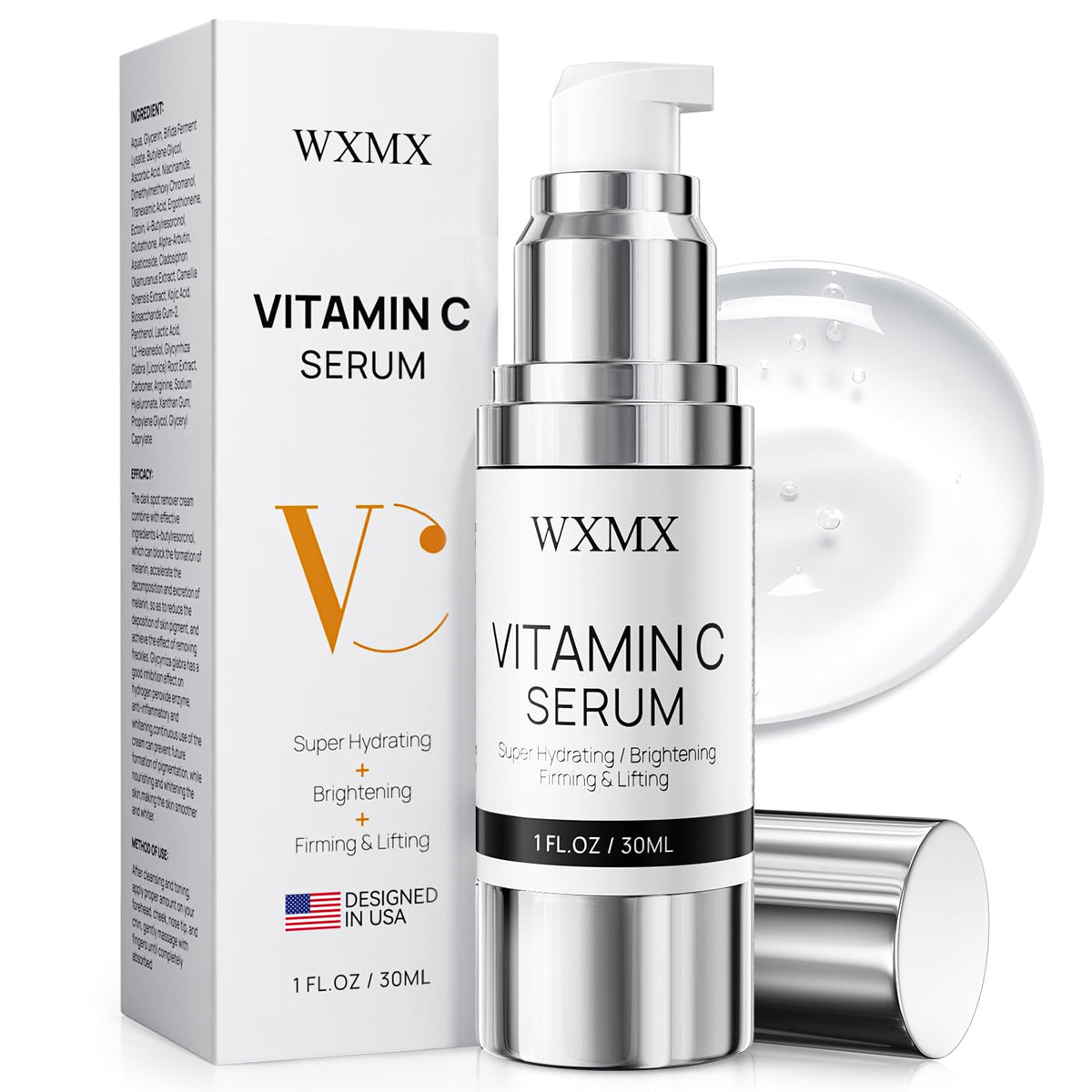 Super Vitamin C Serum for Face: All-in-One Hydrating Anti-Aging Formula by Vitamin C, Hyaluronic Acid, Caffeine-Firming, Lifting, Targets Dark Spots, - FENGGESTORE20
