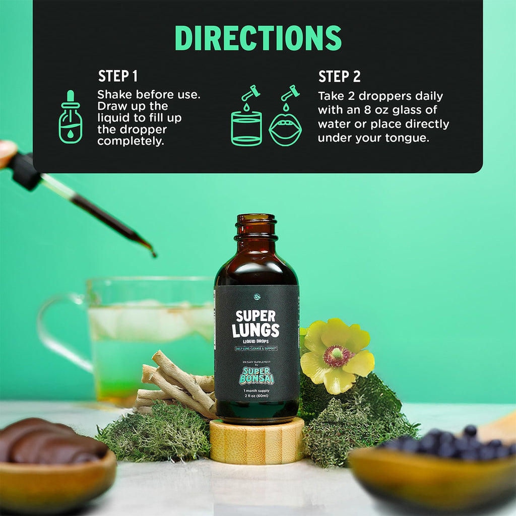 SuperBonsai Super Lungs Mullein Drops – Herbal Lung Support Tincture with Mullein Leaf Extract Elderberry Reishi Marshmallow Root - FENGGESTORE20