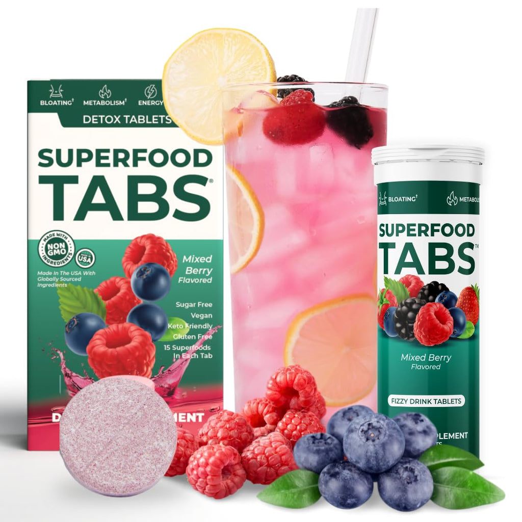 Superfood Tabs Detox Cleanse Drink - Fizzy Nutrition Supplement for Women and Men - Support Healthy Weight - Improve Digestive Health - FENGGESTORE20