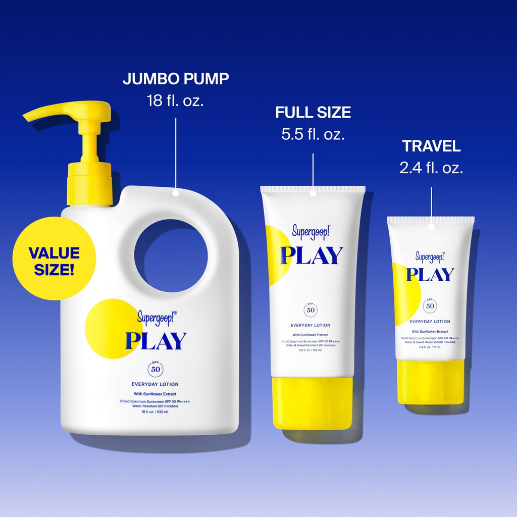 Supergoop! PLAY Everyday Lotion SPF 50 - Broad Spectrum Body & Face Sunscreen - Great for Active Days - Fast Absorbing - FENGGESTORE20
