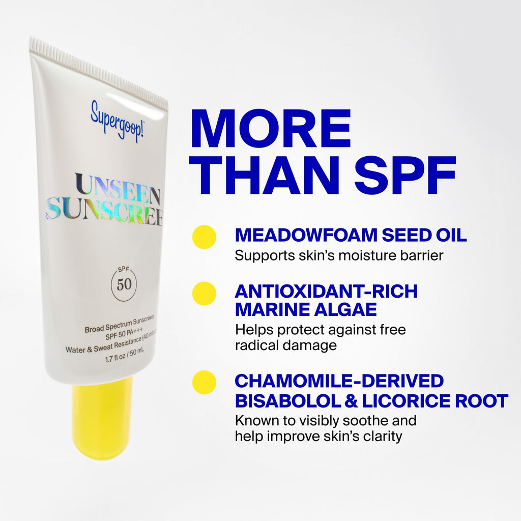 Supergoop! Unseen Sunscreen - SPF 50 - Clear & Invisible Face Sunscreen + Broad Spectrum + Makeup-Gripping Primer - FENGGESTORE20