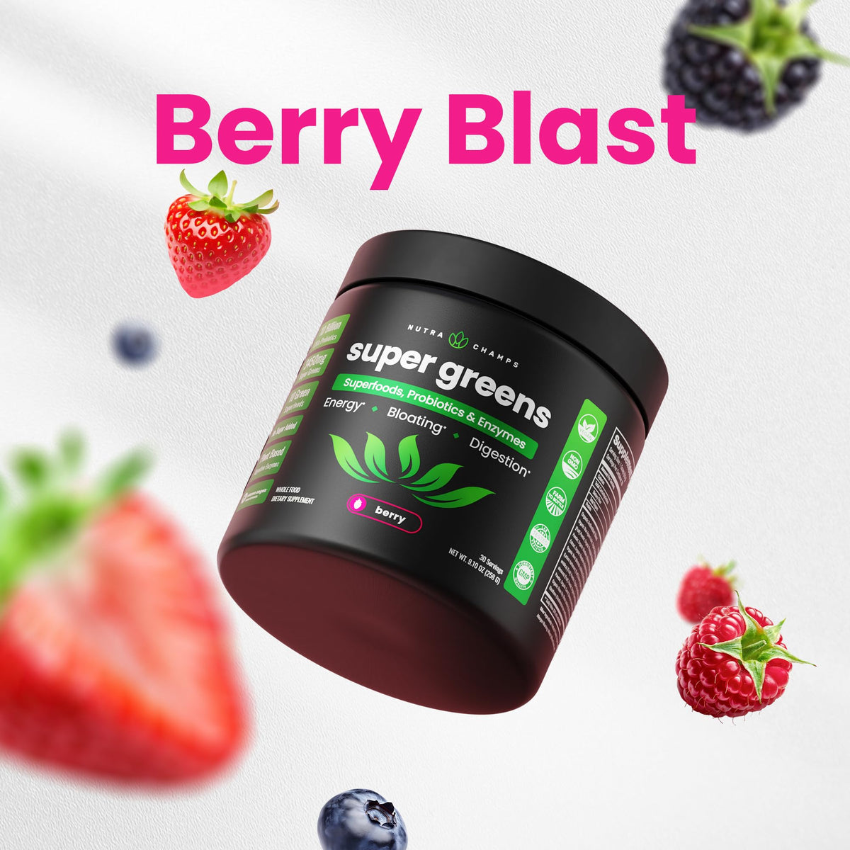 SuperGreens Powder, 40+ Organic Superfoods, Probiotics & Enzymes for Energy, Digestion, Gut Health & Bloating | Organic Fruit & Veggie Drink Mix, Daily Green Juice - FENGGESTORE20