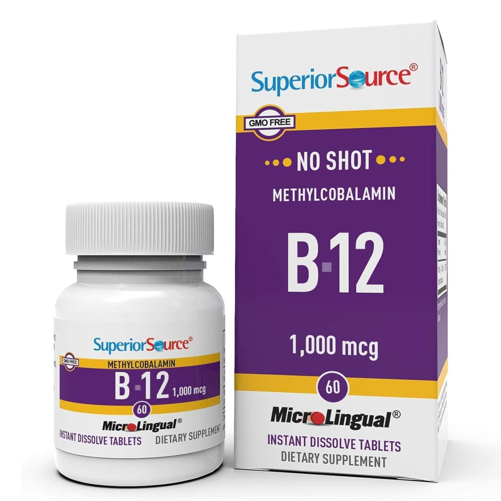 Superior Source No Shot Methylcobalamin B-12 1,000 mcg - Vitamin B-12 to Support Energy Production, Brain Health & Overall Wellness - Sublingual Tablets - FENGGESTORE20