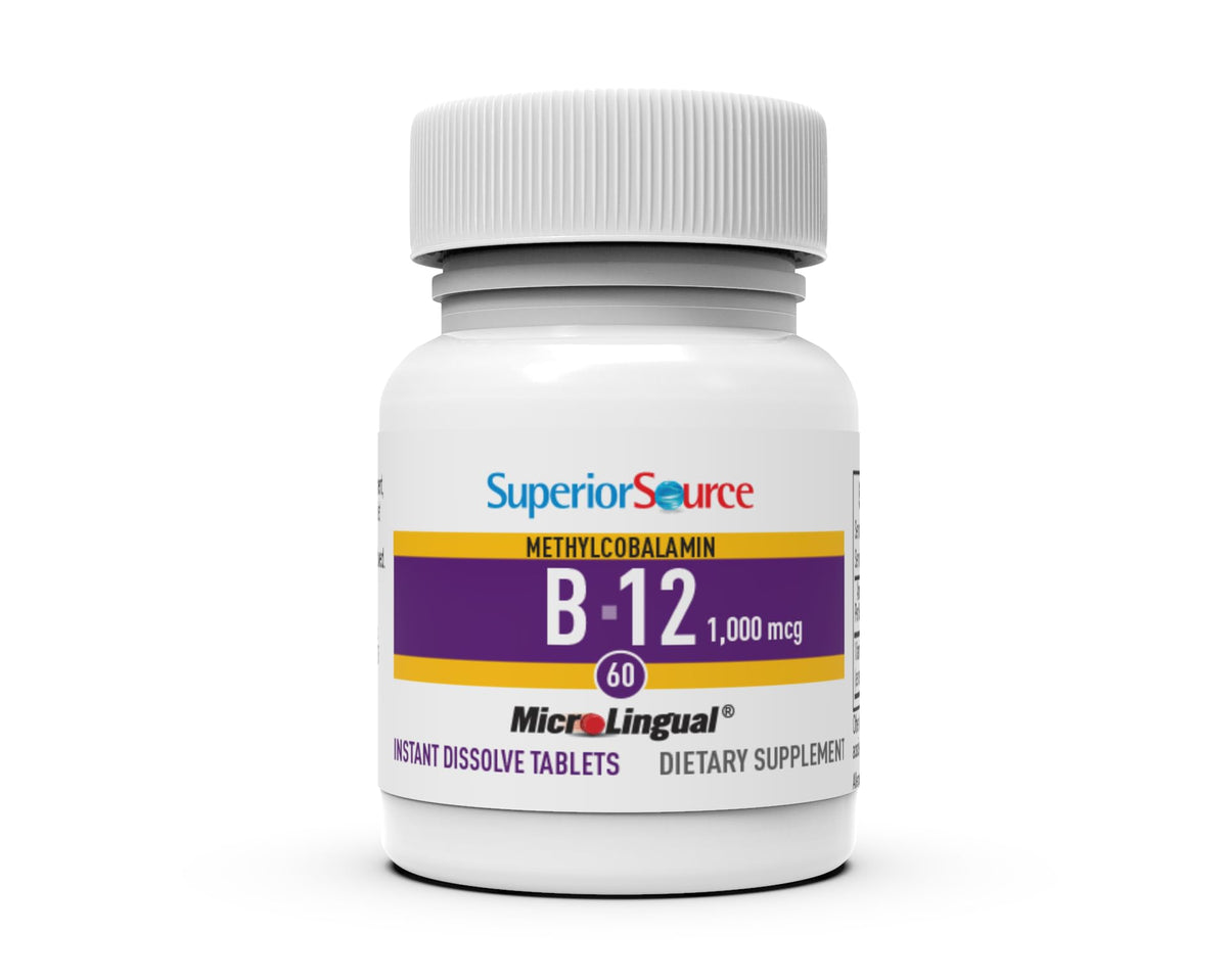 Superior Source No Shot Methylcobalamin B-12 1,000 mcg - Vitamin B-12 to Support Energy Production, Brain Health & Overall Wellness - Sublingual Tablets - FENGGESTORE20