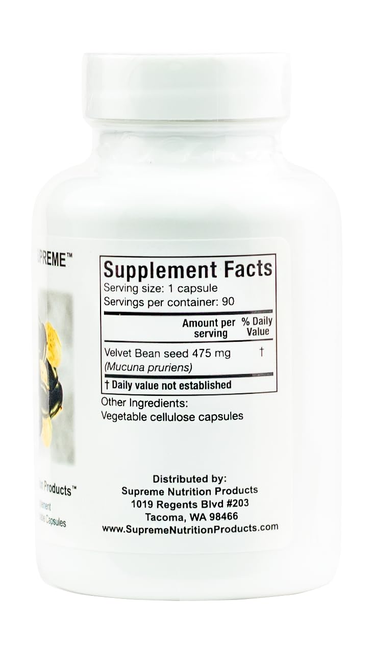 Supreme Nutrition Mucuna Supreme, 90 Pure Cowhage Vegetarian Capsules - FENGGESTORE20
