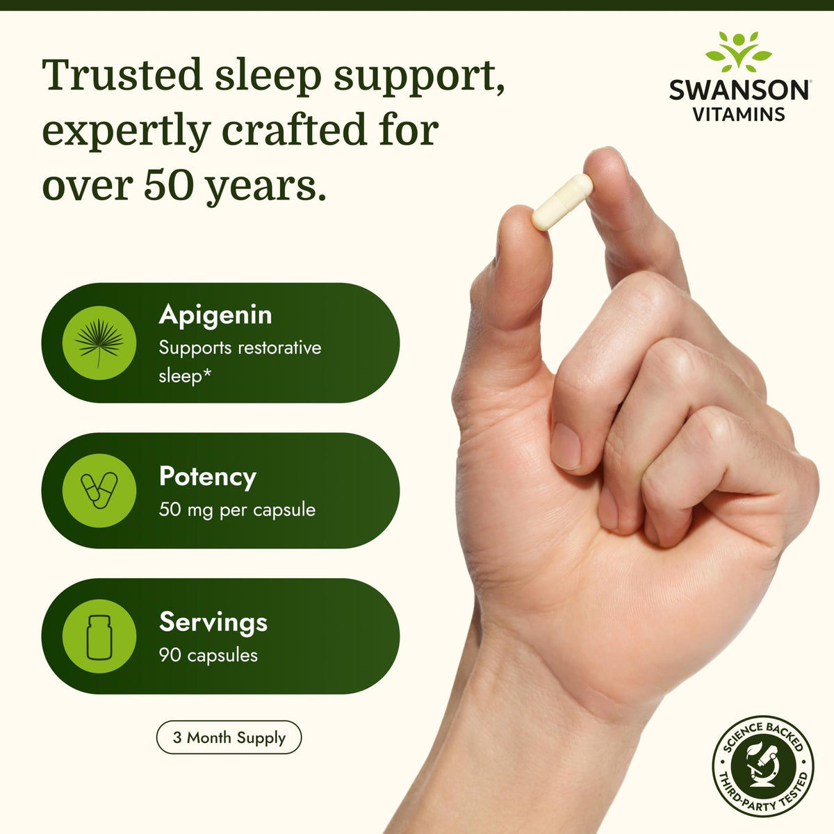 Swanson Apigenin – Sleep and Relaxation Supplement – Natural Support – 90 Caps, 50 mg (Packaging may Vary) - FENGGESTORE20
