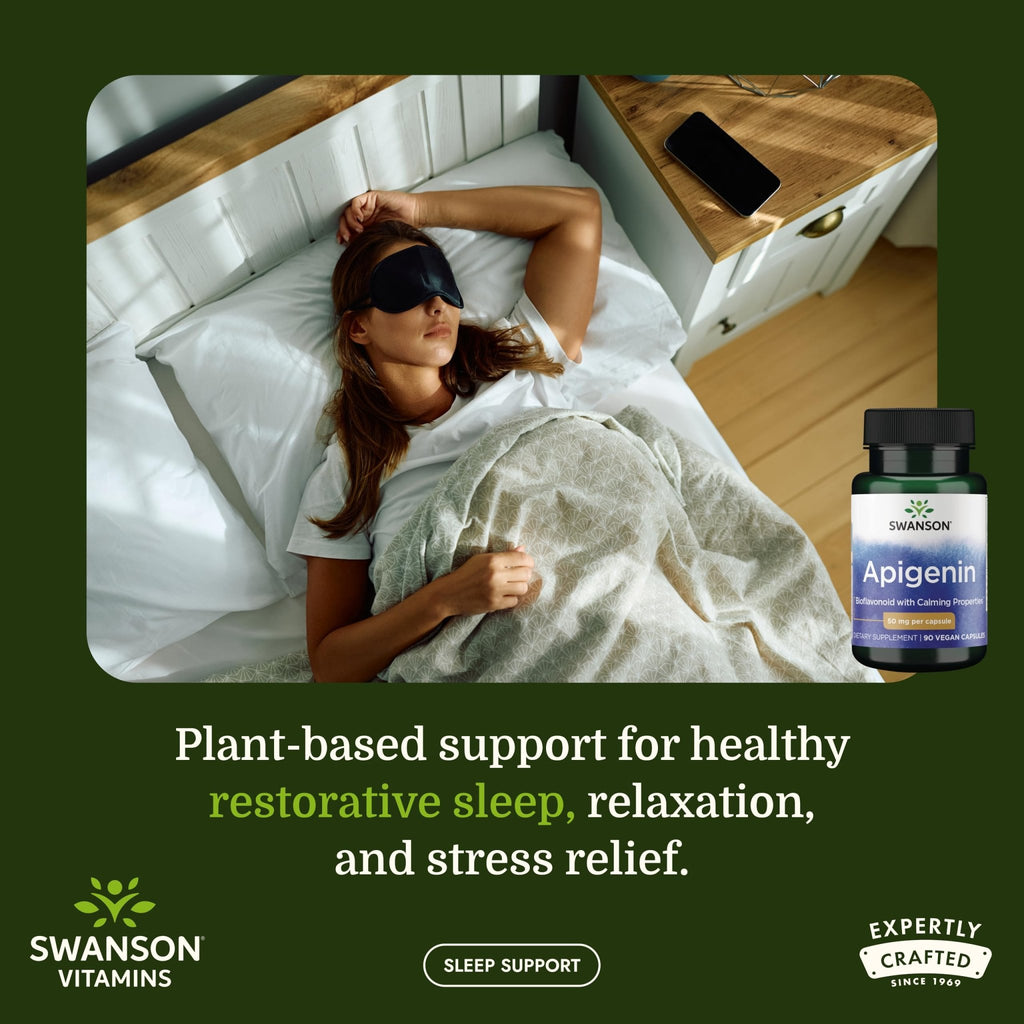 Swanson Apigenin – Sleep and Relaxation Supplement – Natural Support – 90 Caps, 50 mg (Packaging may Vary) - FENGGESTORE20