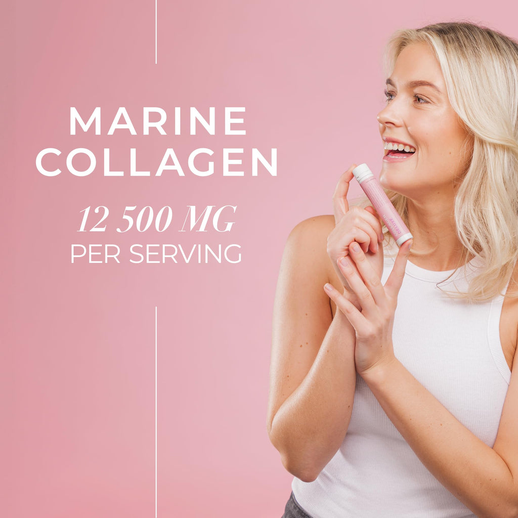 Swedish Collagen Deluxe, 12,500 mg Hydrolyzed Marine Collagen Liquid Supplement - 20 x 25 ml Daily Shots | Hyaluronic Acid, Biotin & Vitamin C for Healthy Hair, Skin, Nails & Joints | Sugar-Free - FENGGESTORE20