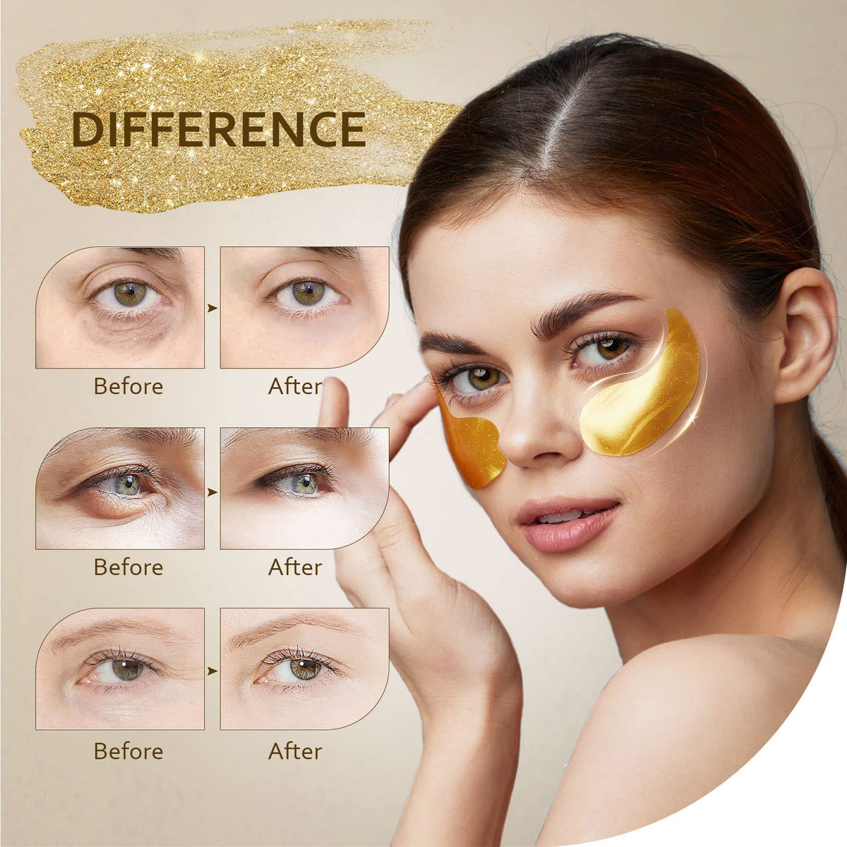 Taimand Under Eye Patches (30 Pairs), 24K Gold Under Eye Mask for Puffy Eyes, Dark Circles,Bags and Wrinkles with Collagen - FENGGESTORE20