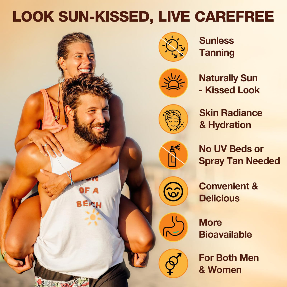 Tanning Gummies with Astaxanthin for Women and Men | Sunless Tanning Supplement with Beta Carotene, Lycopene, Collagen & Vitamins | Skin Radiance & Hydration | Vegan & Sugar Free - 60 Count - FENGGESTORE20