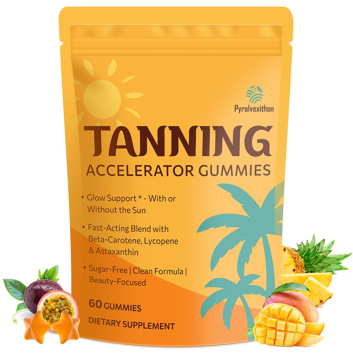 Tanning Gummies with Astaxanthin for Women and Men | Sunless Tanning Supplement with Beta Carotene, Lycopene, Collagen & Vitamins | Skin Radiance & Hydration | Vegan & Sugar Free - 60 Count - FENGGESTORE20