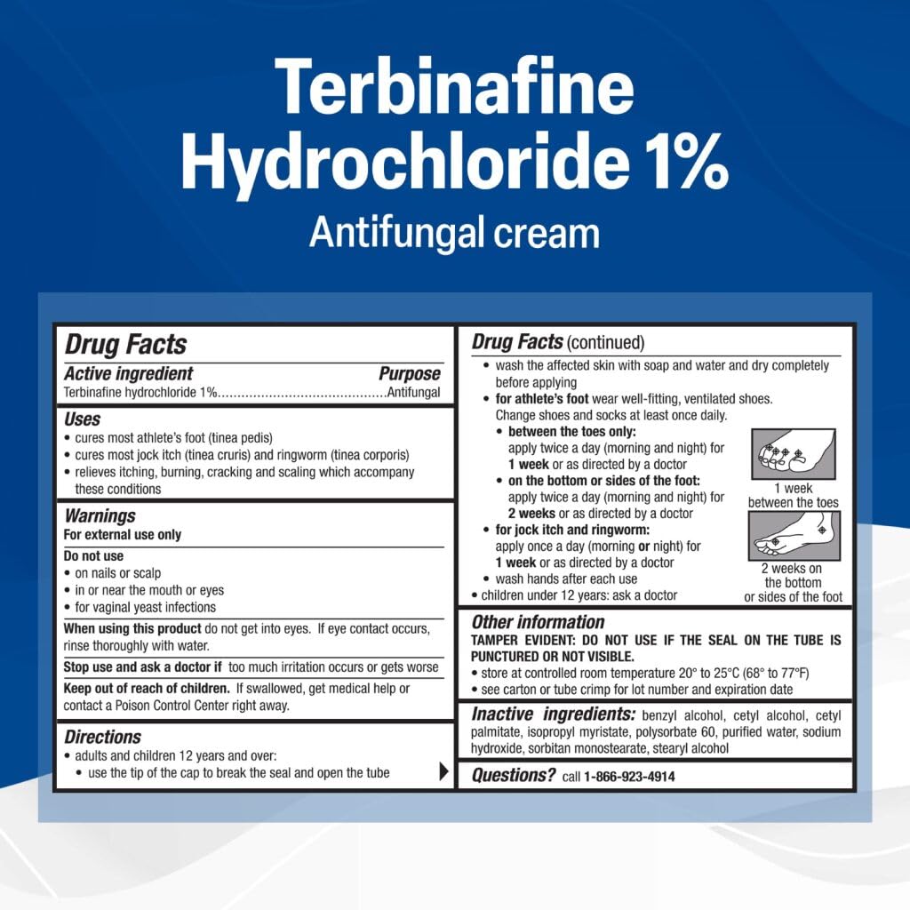 TARO Terbinafine Hydrochloride antifungal Cream 1% - Athletes Foot Cream Extra Strength - FENGGESTORE20
