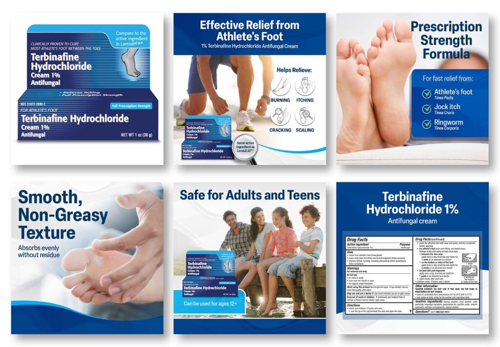 TARO Terbinafine Hydrochloride antifungal Cream 1% - Athletes Foot Cream Extra Strength - FENGGESTORE20