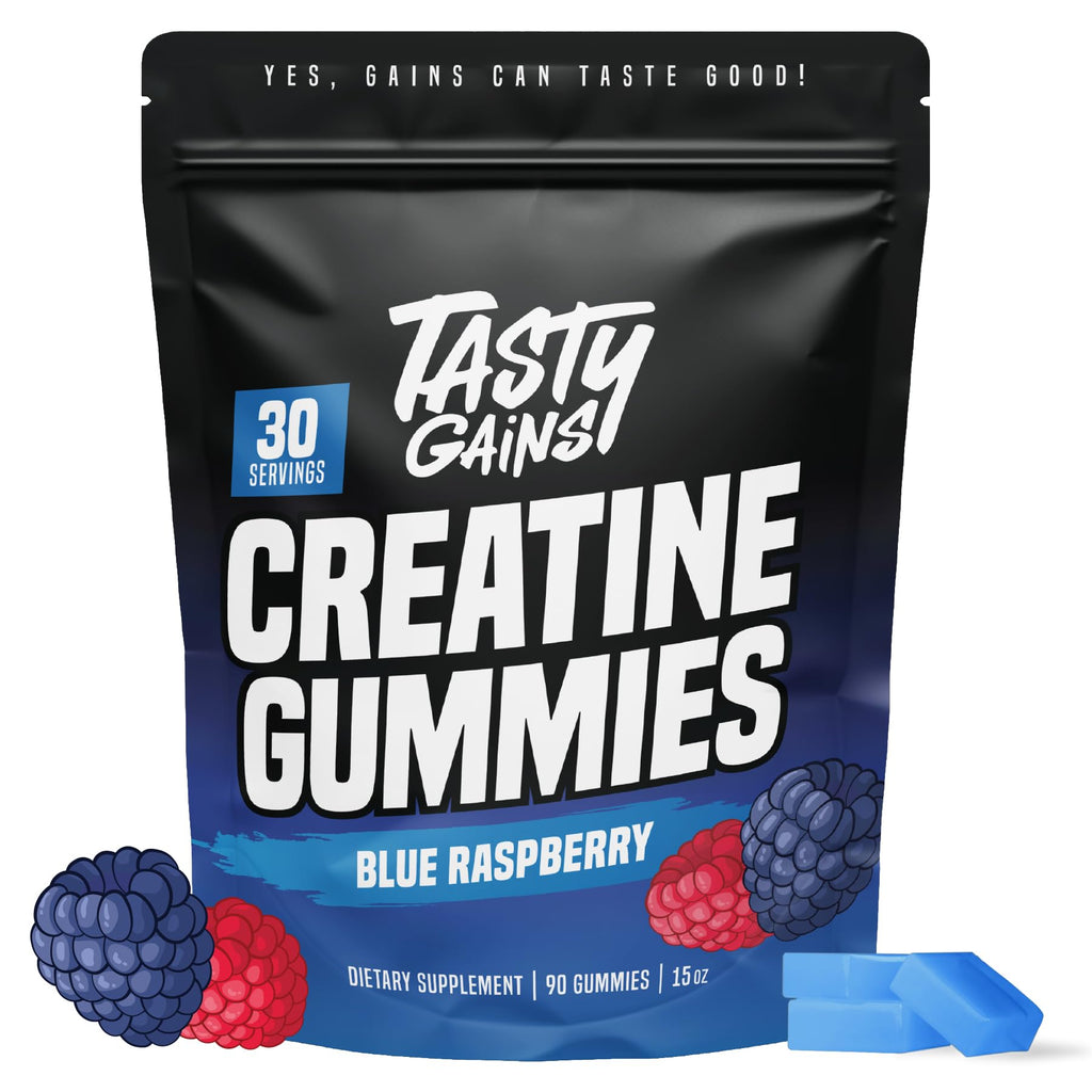 TASTY GAINS Creatine Gummies - 90g of Creatine Monohydrate - Workout Supplements - Build Muscle & Boost Strength for Men & Women - Made in USA - FENGGESTORE20