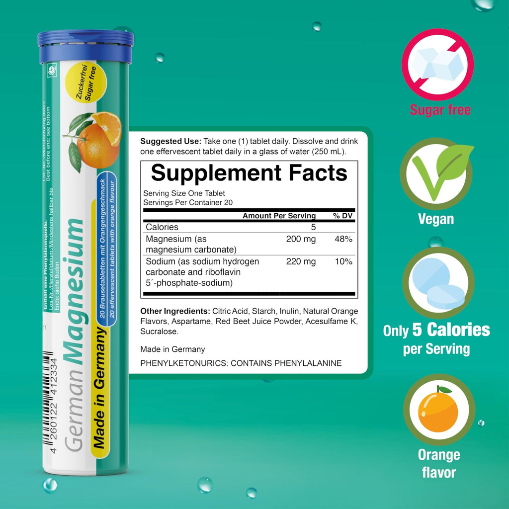 T&D German Elektrolyt Mix - 40 Fizzy Effervescent Tabelts - Orangeflavour - Sugarfree - Made in Germany - FENGGESTORE20