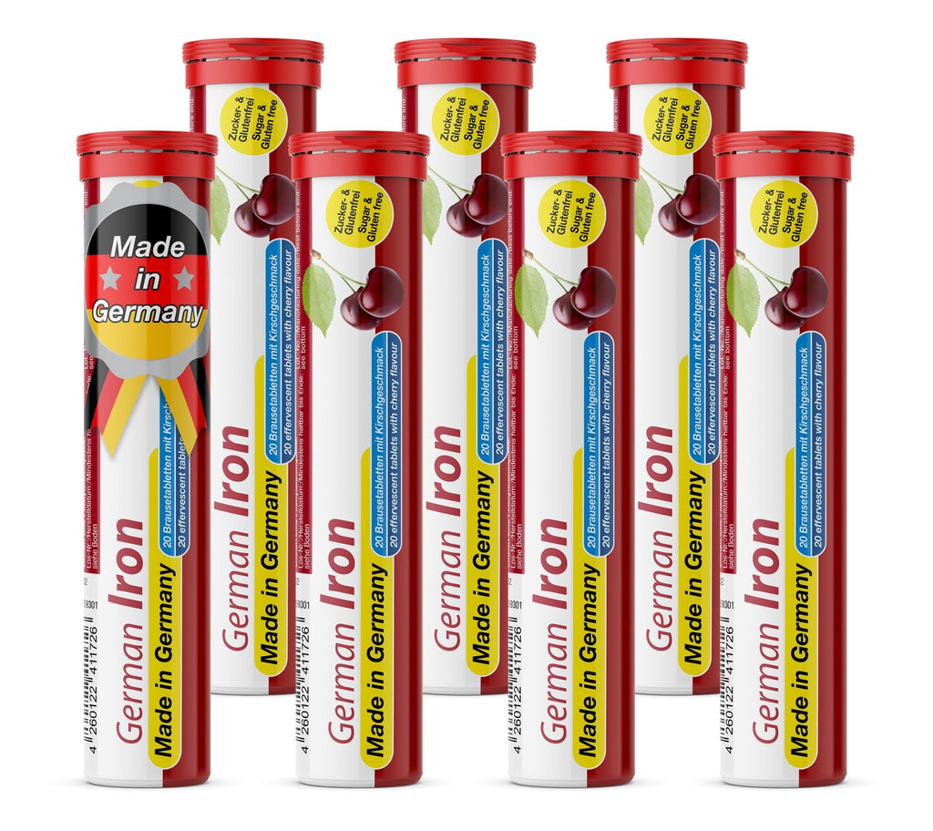 T&D German Iron 14 mg - 140 Vegan Drink Effervescent Tablets - Cherry Flavor - Made in Germany - FENGGESTORE20