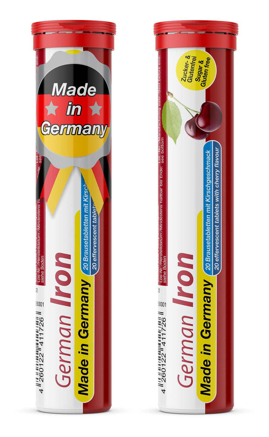 T&D German Iron 14 mg - 40 Vegan Drink Effervescent Tablets - Cherry Flavor - Made in Germany - FENGGESTORE20