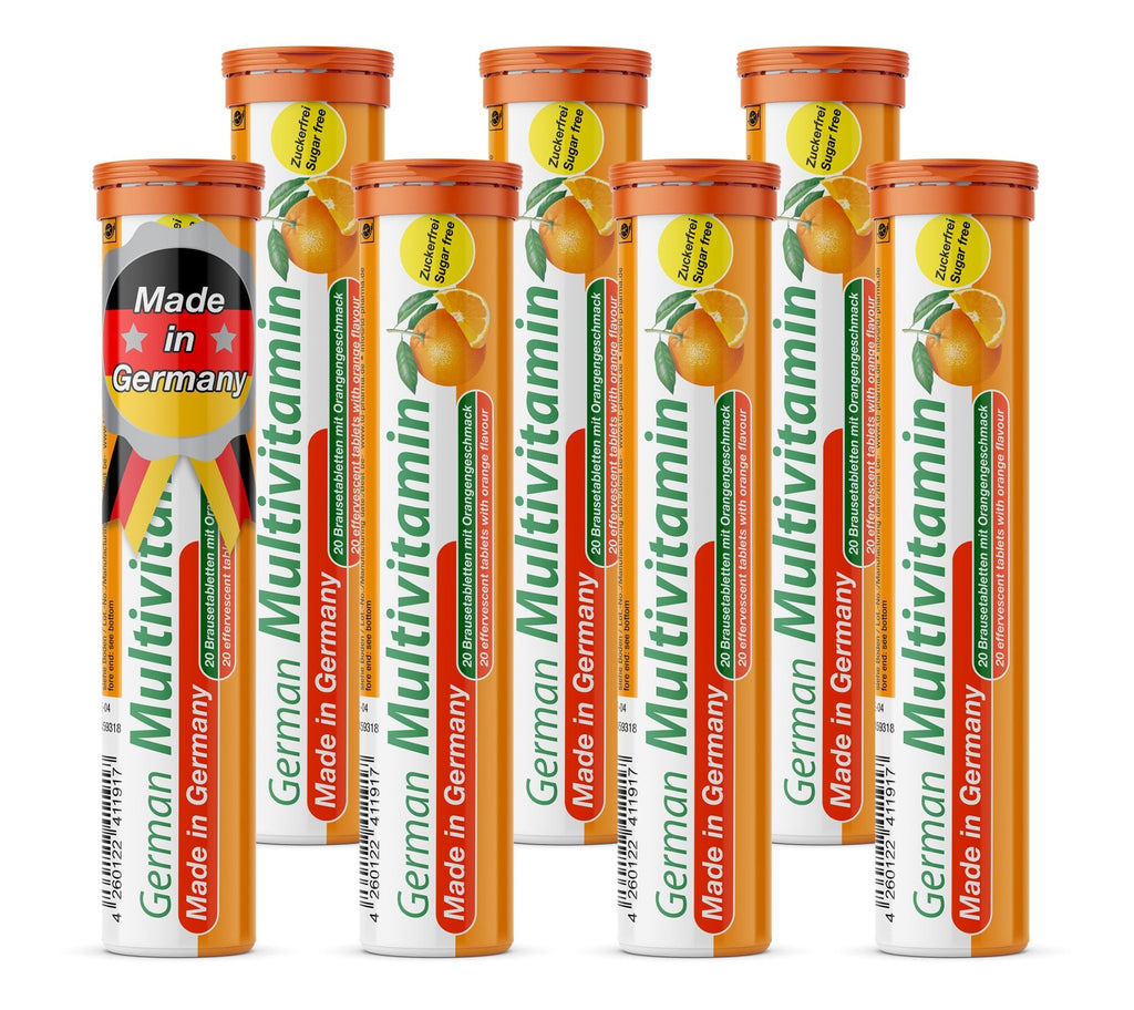 T&D German Multivitamin Drink Effervescnet Tablets 140 Servings Orange Flavour - Vitamin C, E, B1, B2, B6, B12, Biotin, Folic Acid, Niacin, Pantothenic Acid Pharma – Made in Germany - FENGGESTORE20