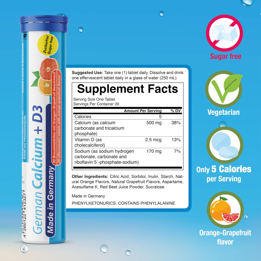 T&D German Vitamin, Minerals - 140 Vegan/Vegetarian Drink Effervescent Tablets - Mixed Fruit Flavor Box - Made in Germany - FENGGESTORE20
