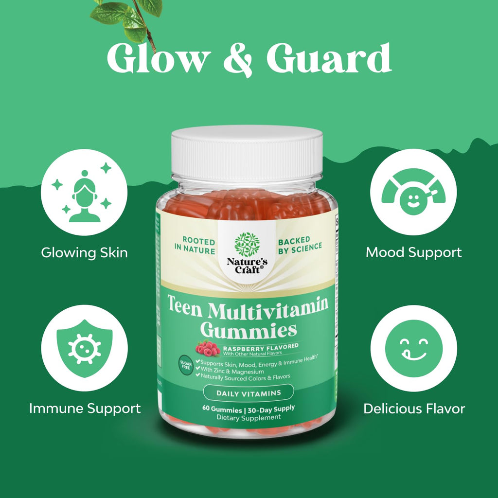 Teen Multivitamin Gummies 12-17 - Teen Boys & Girls Gummy Vitamins for Better Skin, Immune Strength, Mood & Energy Support - Teenage Girl & Boy Supplements - FENGGESTORE20
