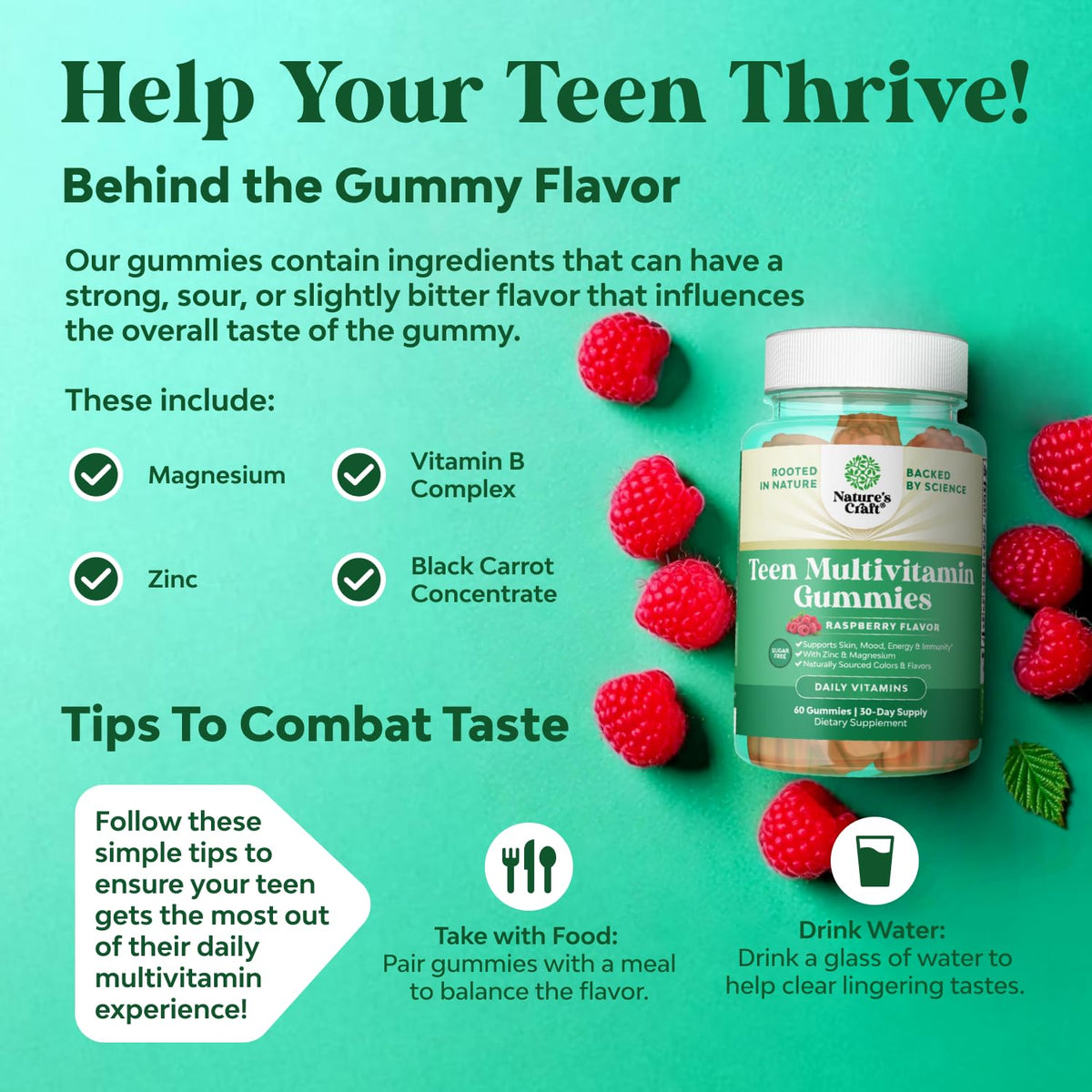 Teen Multivitamin Gummies 12-17 - Teen Boys & Girls Gummy Vitamins for Better Skin, Immune Strength, Mood & Energy Support - Teenage Girl & Boy Supplements - FENGGESTORE20