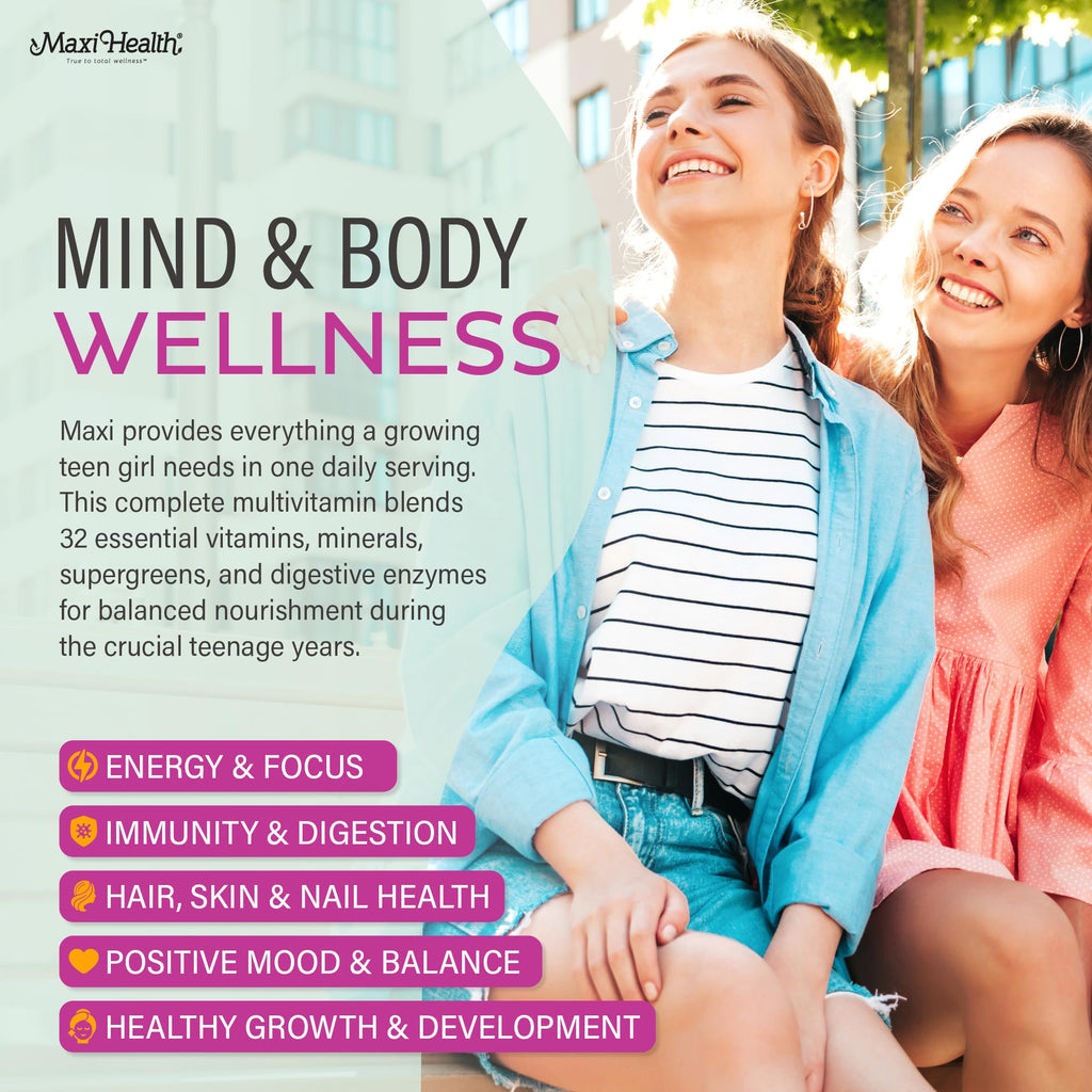 Teen Vitamins for Girls 12-17 - Teen Multivitamin Supreme with D3, Iron, Calcium, Biotin, Digestive Enzymes – Teenager Girl Multi Vitamins for Energy, - FENGGESTORE20