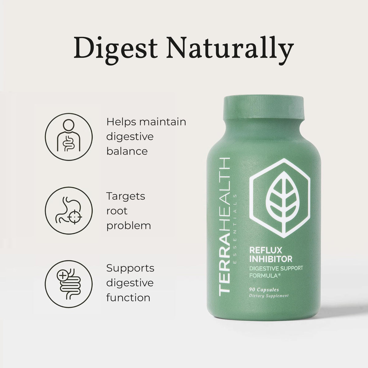 Terra Health Essentials Reflux Inhibitor - Digestive Supplement for Stomach Comfort, Acid Balance & Nutrient Absorption - Betaine HCL with Pepsin - FENGGESTORE20