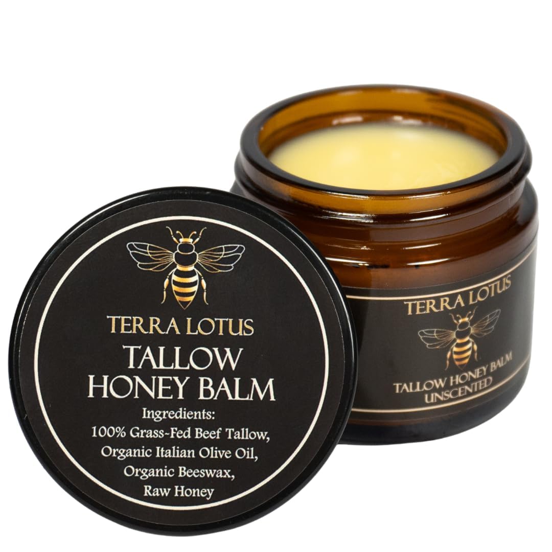 Terra Lotus - Organic Grass-Fed Beef Tallow Balm with Raw Honey - Moisturizing Cream - FENGGESTORE20