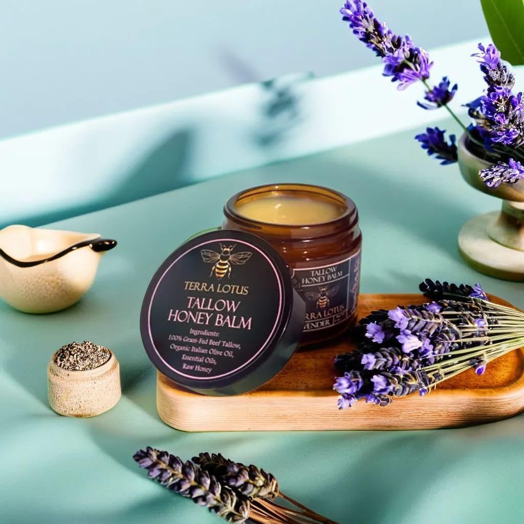 Terra Lotus - Organic Grass-Fed Beef Tallow Balm with Raw Honey - Moisturizing Cream - FENGGESTORE20