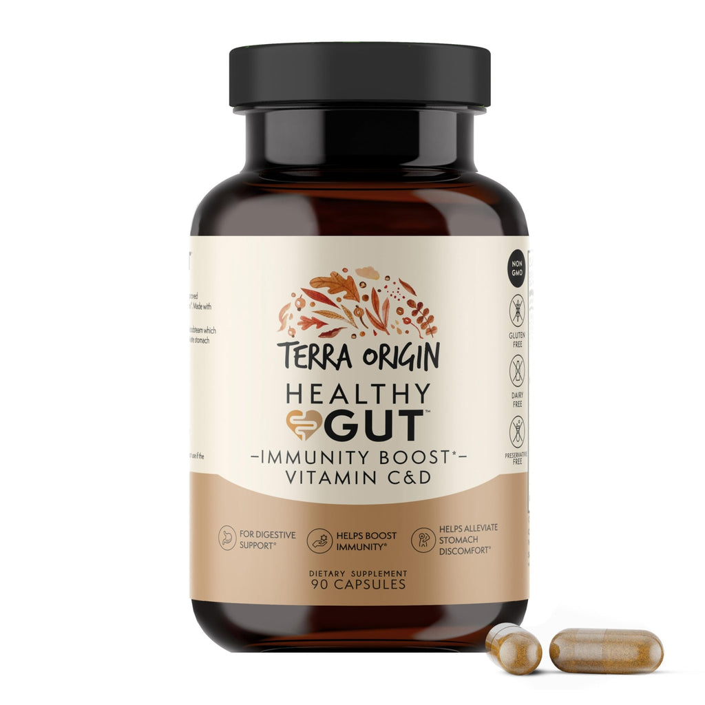 TERRA ORIGIN Healthy Gut Capsules with Immunity Boost | 90 Capsules | Non GMO, Gluten Free, Dairy Free | Digestive Support for Men and Women - FENGGESTORE20