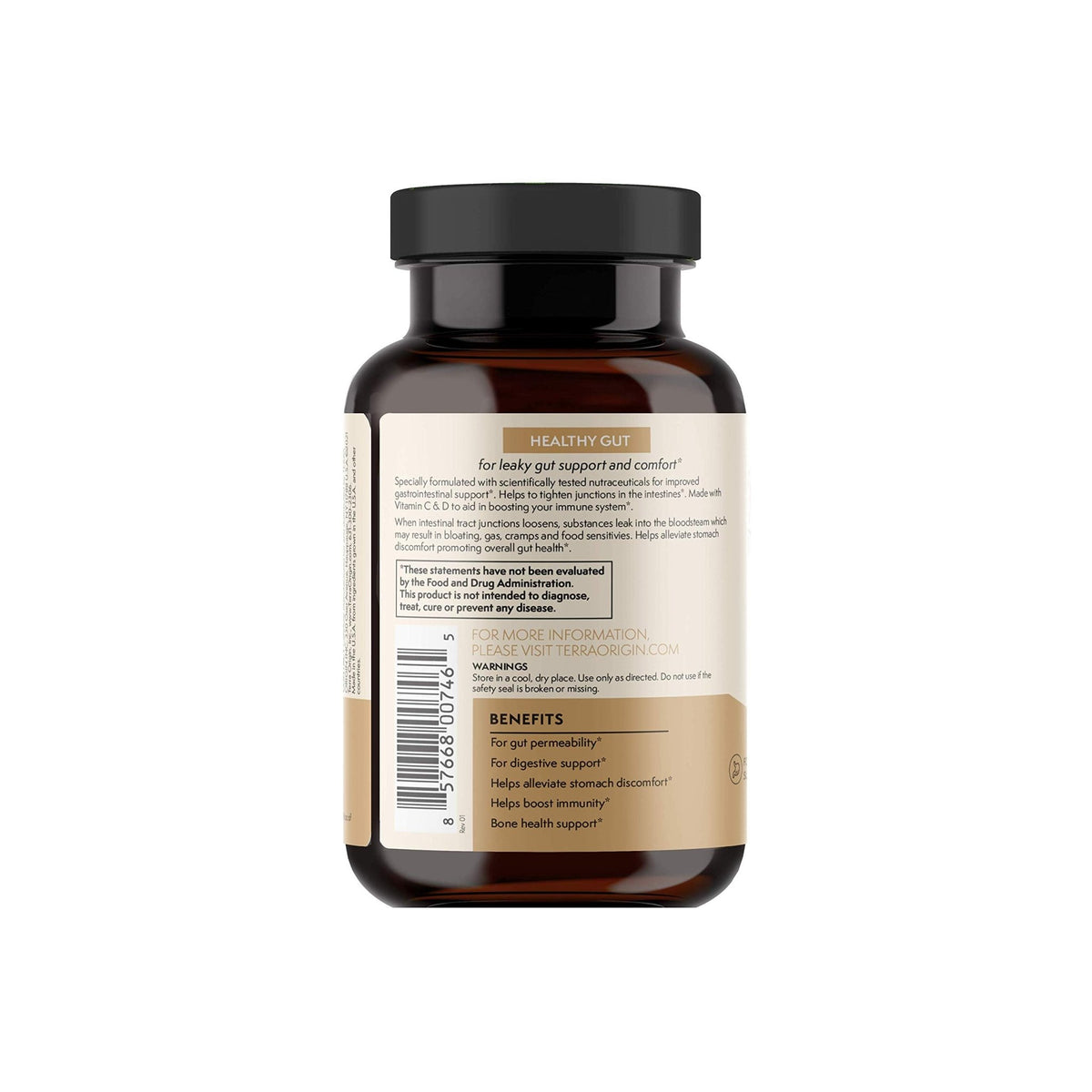 TERRA ORIGIN Healthy Gut Capsules with Immunity Boost | 90 Capsules | Non GMO, Gluten Free, Dairy Free | Digestive Support for Men and Women - FENGGESTORE20