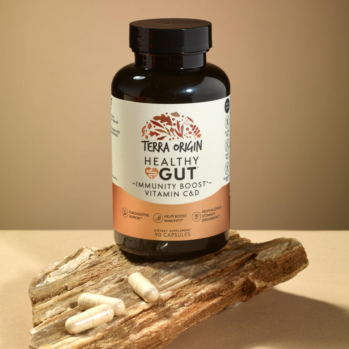 TERRA ORIGIN Healthy Gut Capsules with Immunity Boost | 90 Capsules | Non GMO, Gluten Free, Dairy Free | Digestive Support for Men and Women - FENGGESTORE20