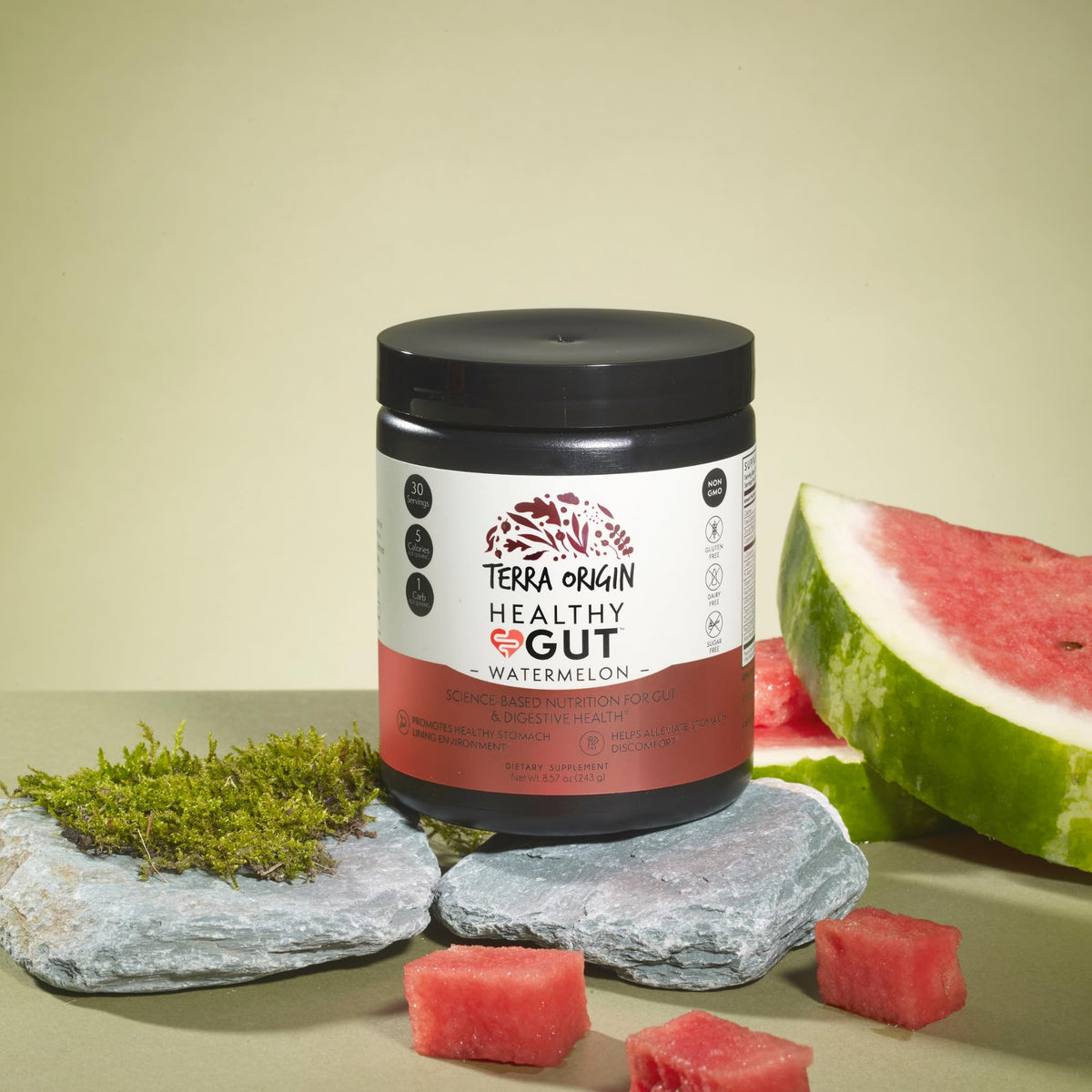 TERRA ORIGIN Healthy Gut Watermelon | 30-Servings with L-Glutamine, Zinc, Glucosamine, Slippery Elm Bark, Marshmallow Root and More! - FENGGESTORE20