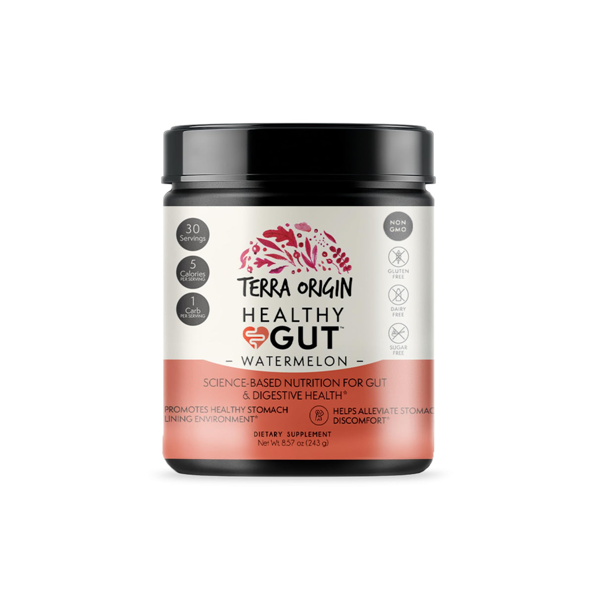 TERRA ORIGIN Healthy Gut Watermelon | 30-Servings with L-Glutamine, Zinc, Glucosamine, Slippery Elm Bark, Marshmallow Root and More! - FENGGESTORE20