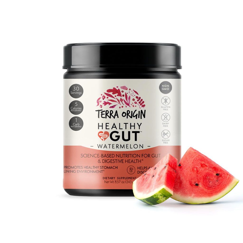 TERRA ORIGIN Healthy Gut Watermelon | 30-Servings with L-Glutamine, Zinc, Glucosamine, Slippery Elm Bark, Marshmallow Root and More! - FENGGESTORE20