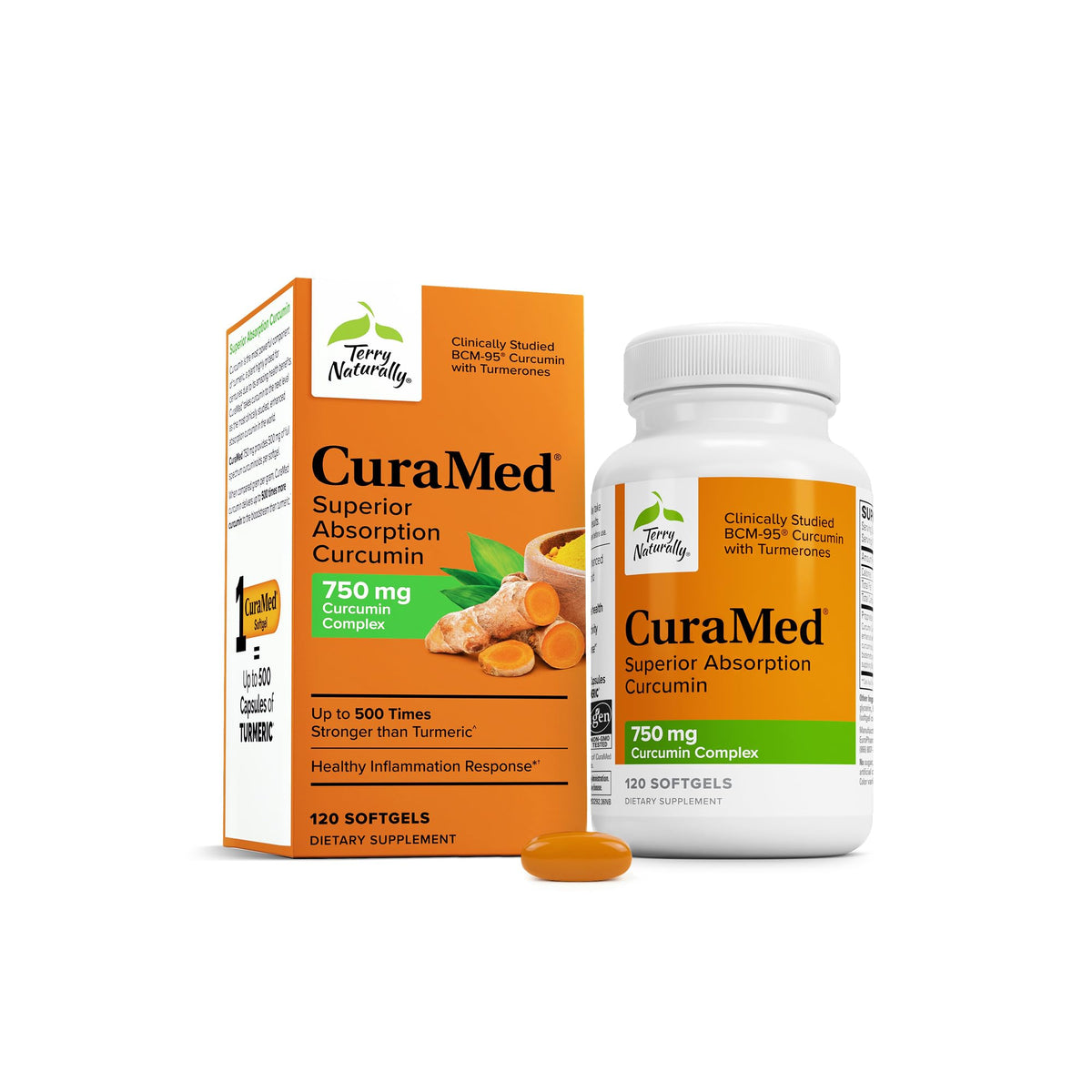 Terry Naturally CuraMed 750 mg - Antioxidant Supplement for Brain & Heart Health Support - Supplement with High-Potency Curcumin Complex - Kidney, Liver - FENGGESTORE20