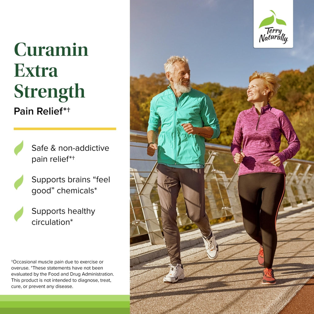 Terry Naturally Curamin Extra Strength - 120 Vegan Tablets - Non-Addictive Pain Relief Supplement with Curcumin from Turmeric - FENGGESTORE20