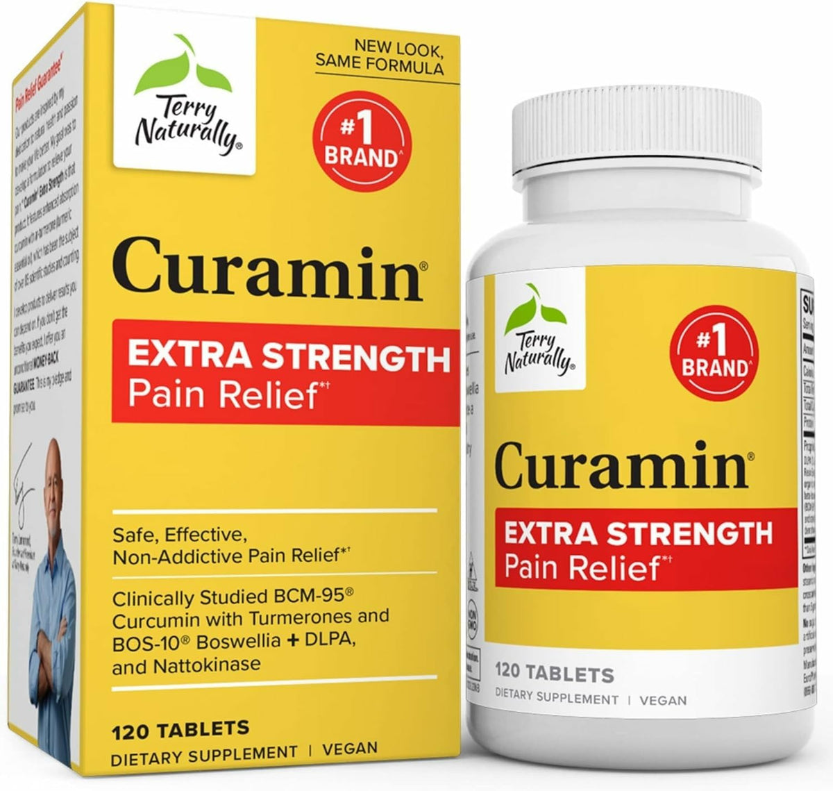 Terry Naturally Curamin Extra Strength - 120 Vegan Tablets - Non-Addictive Pain Relief Supplement with Curcumin from Turmeric - FENGGESTORE20
