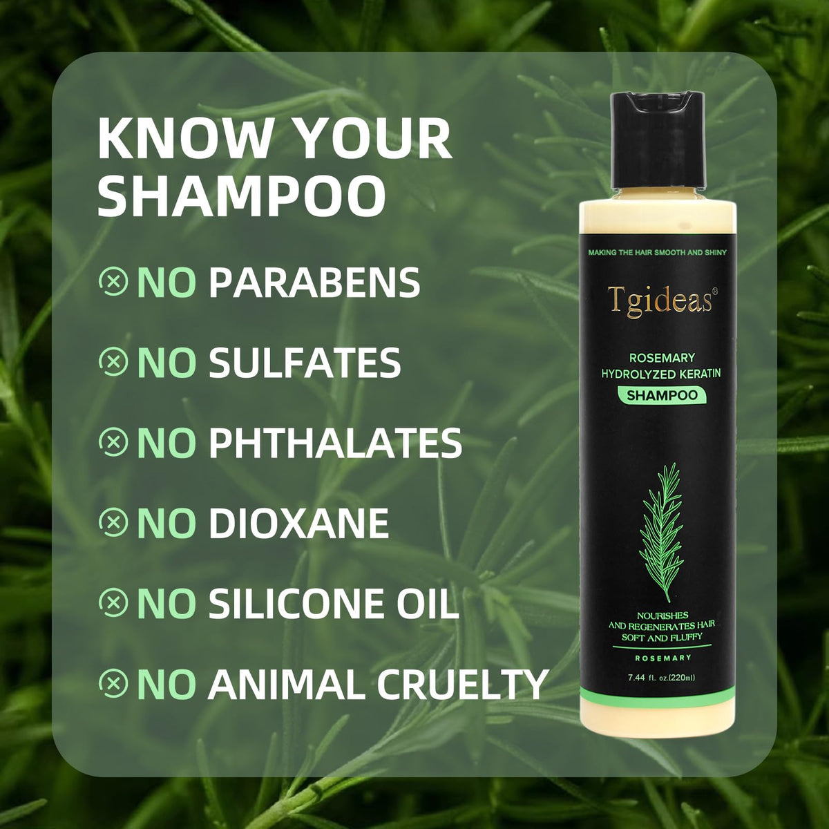 Tgideas Organic Rosemary Hair Growth Shampoo for Women and Men-Natural Thickening & Strengthening Shampoo with Hydrolyzed Keratin - FENGGESTORE20