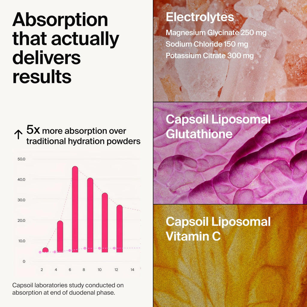 The Absorption Company Electrolyte Powder Packets - Workout Recovery & Hydration Drink Mix with Liposomal Glutathione, Vitamin C & Methylated B Vitamins - FENGGESTORE20