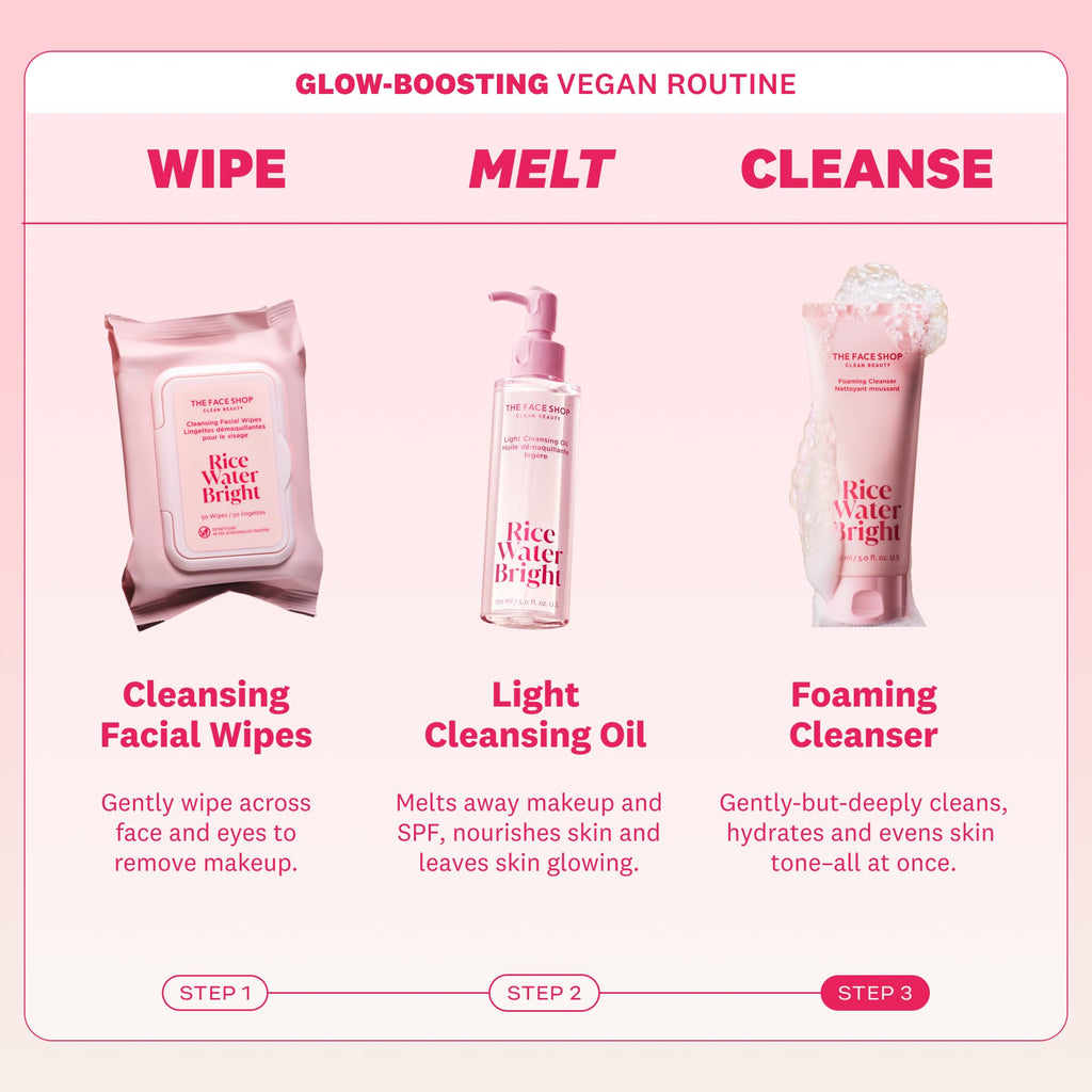 The Face Shop Rice Water Bright Foaming Facial Cleanser with Ceramide, Gentle Face Wash for Hydrating & Moisturizing, - FENGGESTORE20