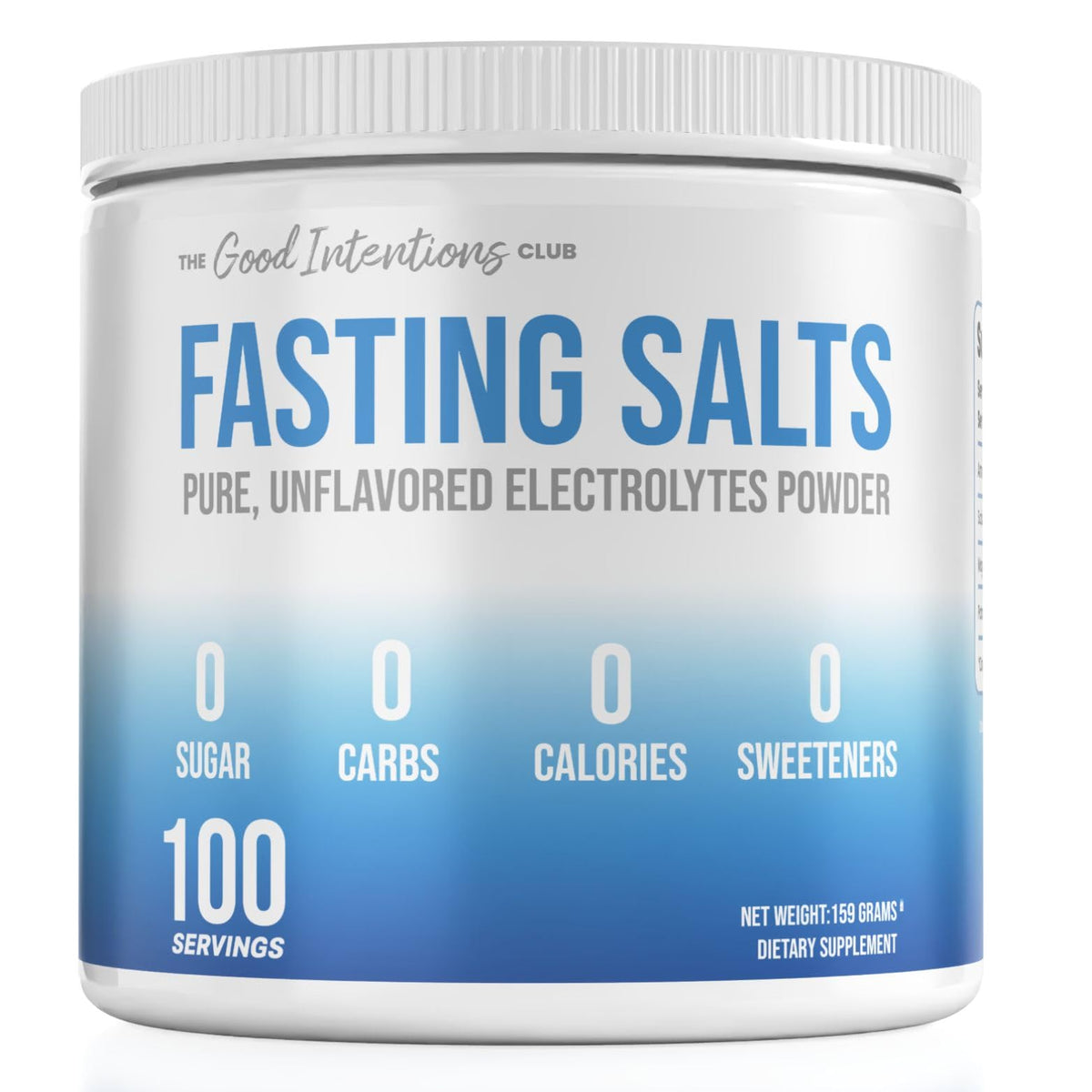 The Good Intentions Club Fasting Electrolytes - Unflavored Electrolyte Powder - 100 Servings - Fasting Salts - Fasting Supplement - Electrolytes for Fasting - FENGGESTORE20