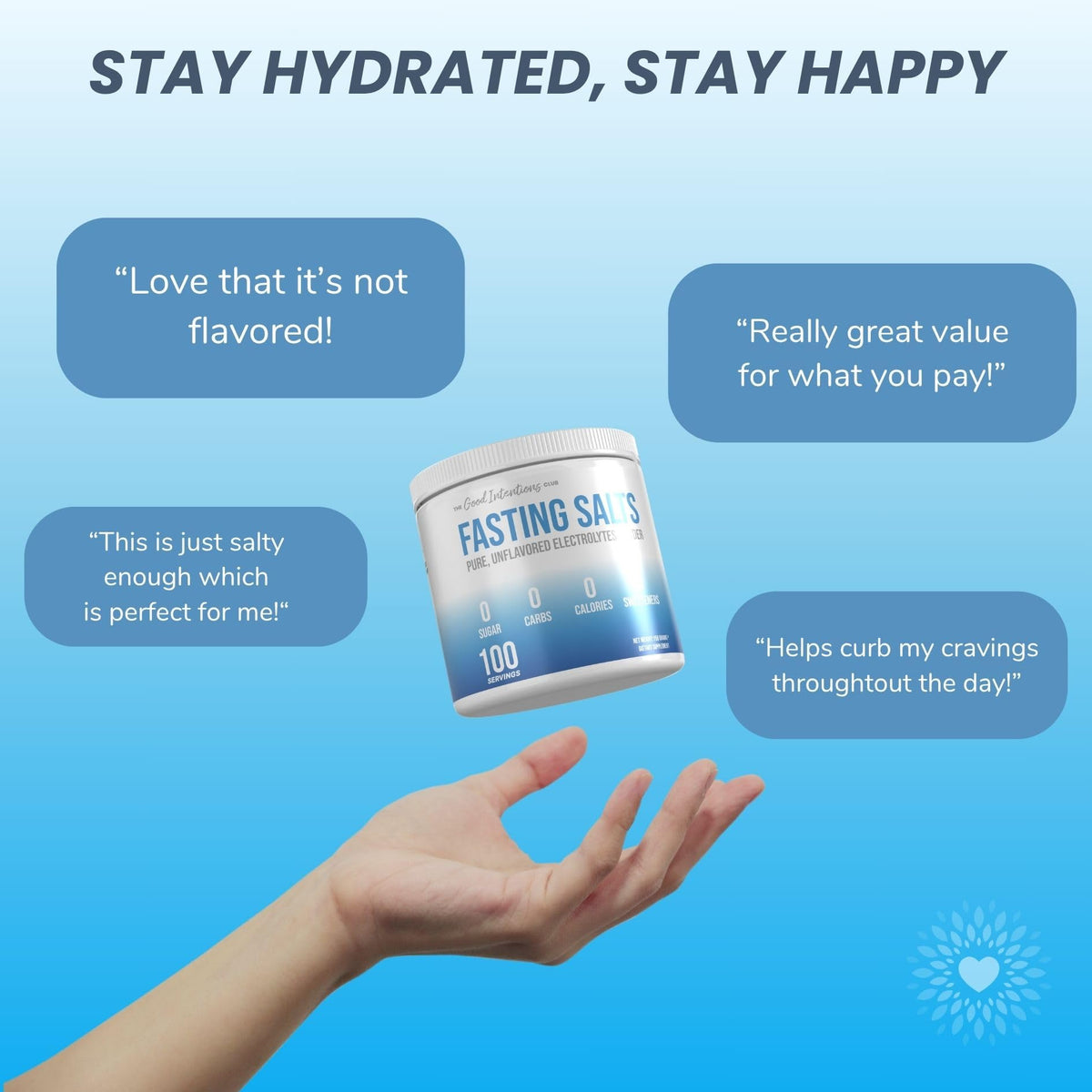 The Good Intentions Club Fasting Electrolytes - Unflavored Electrolyte Powder - 100 Servings - Fasting Salts - Fasting Supplement - Electrolytes for Fasting - FENGGESTORE20