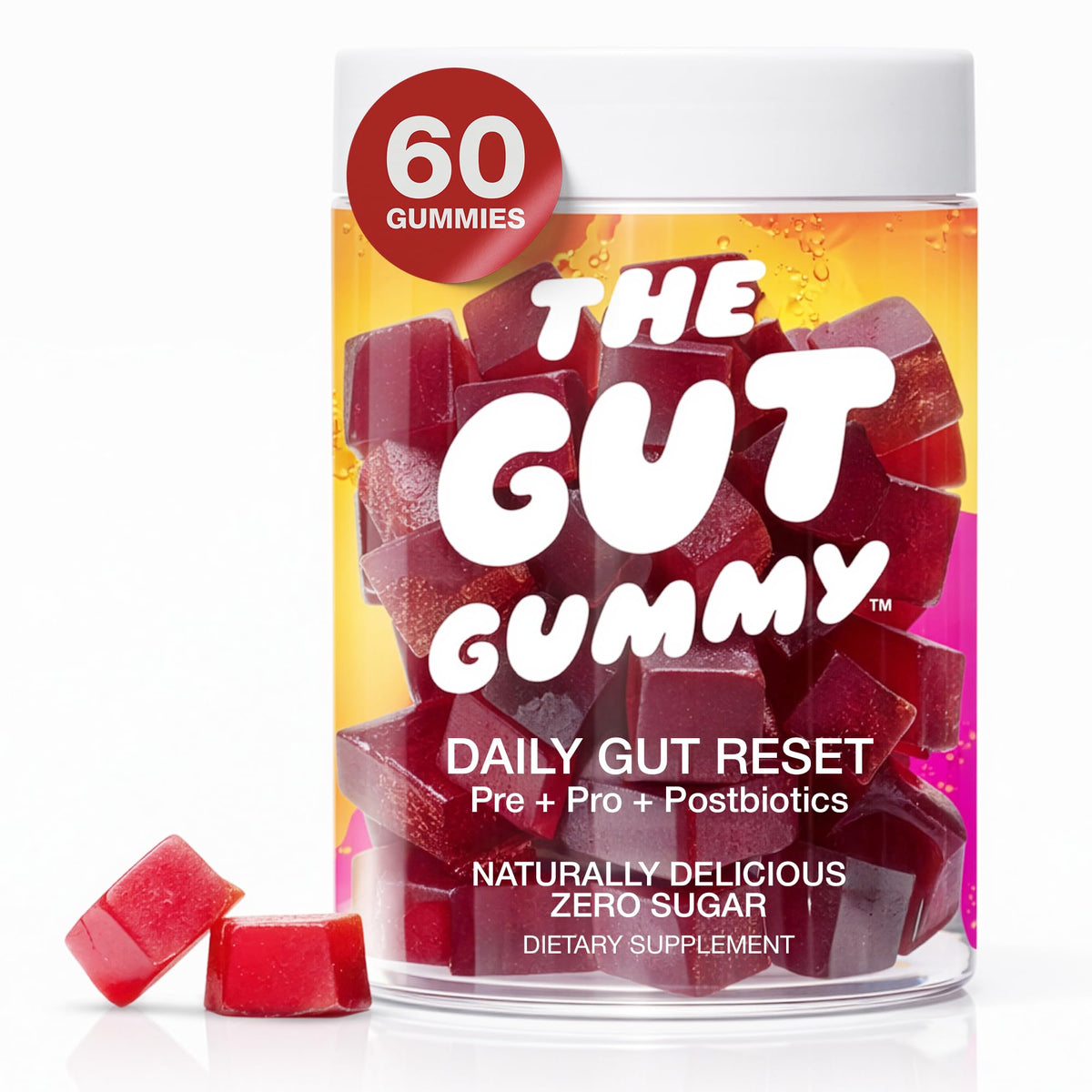 The Gut Gummy, 360° Daily Gut Reset, Full-Spectrum Tribiotic for Women & Men, Prebiotics Probiotics Postbiotics for Bloating, Belly Fat, Skin & Immune Support, Sugar Free Tart Cherry Gummies, 60 Count - FENGGESTORE20