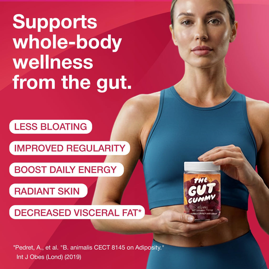 The Gut Gummy, 360° Daily Gut Reset, Full-Spectrum Tribiotic for Women & Men, Prebiotics Probiotics Postbiotics for Bloating, Belly Fat, Skin & Immune Support, Sugar Free Tart Cherry Gummies, 60 Count - FENGGESTORE20