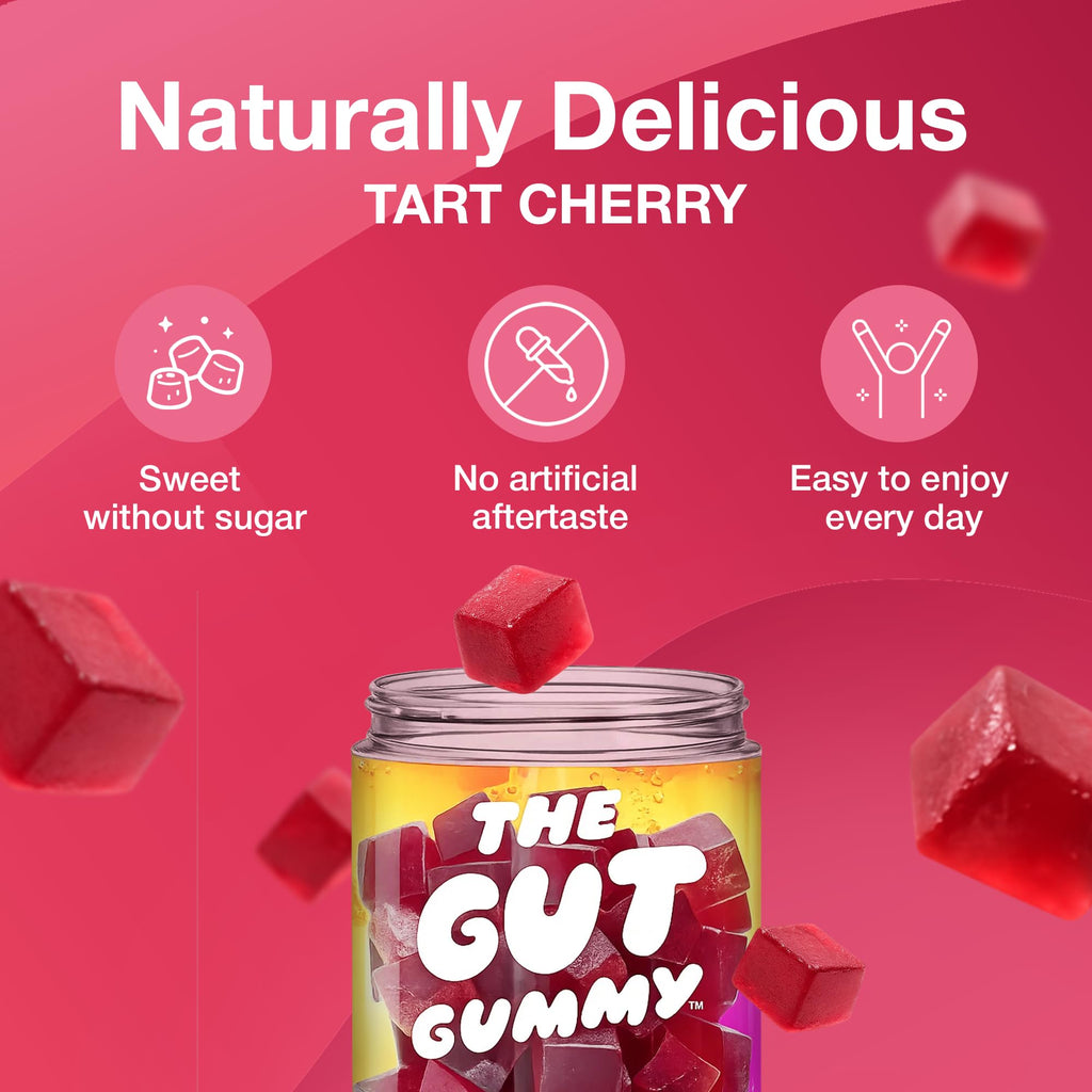 The Gut Gummy, 360° Daily Gut Reset, Full-Spectrum Tribiotic for Women & Men, Prebiotics Probiotics Postbiotics for Bloating, Belly Fat, Skin & Immune Support, Sugar Free Tart Cherry Gummies, 60 Count - FENGGESTORE20